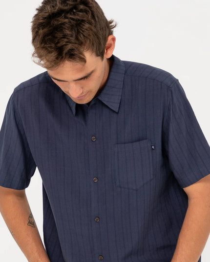Rusty - Pinstripe Short Sleeve Shirt (Navy Blue)