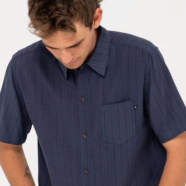 Rusty - Pinstripe Short Sleeve Shirt (Navy Blue)