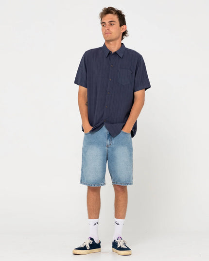 Rusty - Pinstripe Short Sleeve Shirt (Navy Blue)