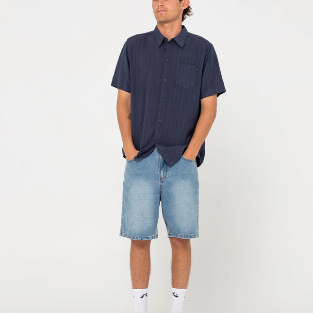 Rusty - Pinstripe Short Sleeve Shirt (Navy Blue)