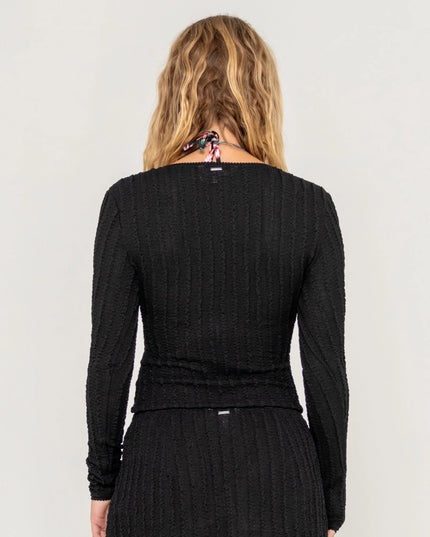 Rusty - I Kissed A Pearl Lace Wrap Long Sleeve Top