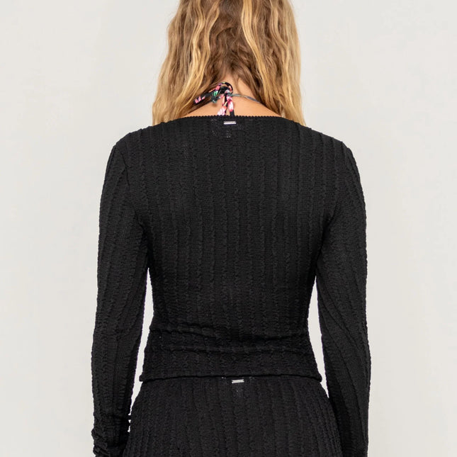 Rusty - I Kissed A Pearl Lace Wrap Long Sleeve Top