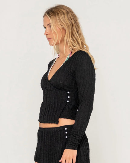 Rusty - I Kissed A Pearl Lace Wrap Long Sleeve Top