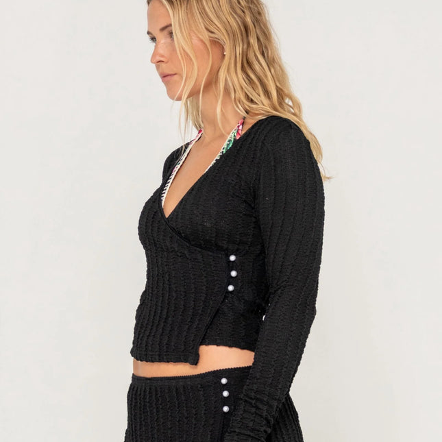 Rusty - I Kissed A Pearl Lace Wrap Long Sleeve Top