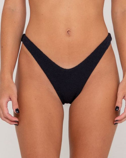 Rusty - Sandalwood Midi Side Ties Bikini Bottom (Black)