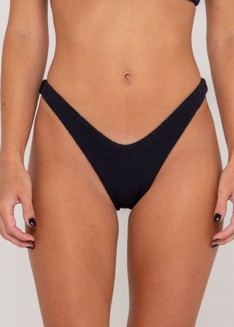 Rusty - Sandalwood Midi Side Ties Bikini Bottom (Black)