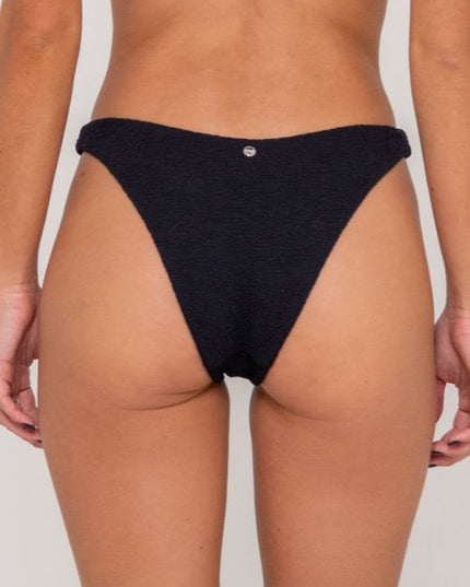 Rusty - Sandalwood Midi Side Ties Bikini Bottom (Black)