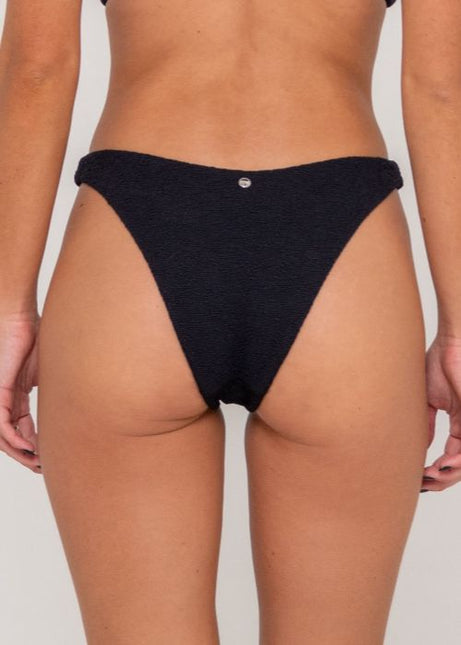 Rusty - Sandalwood Midi Side Ties Bikini Bottom (Black)