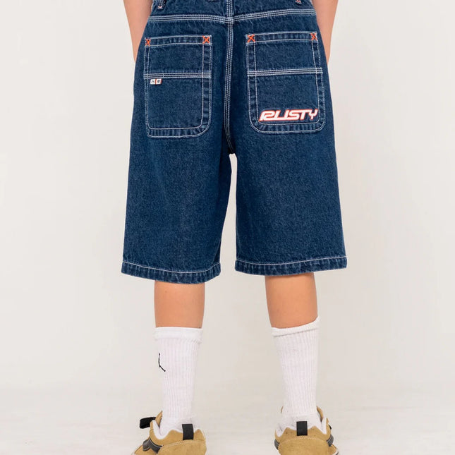 Rusty - Flip Daddy Jort Boys (Deep Sea Blue/Orange)