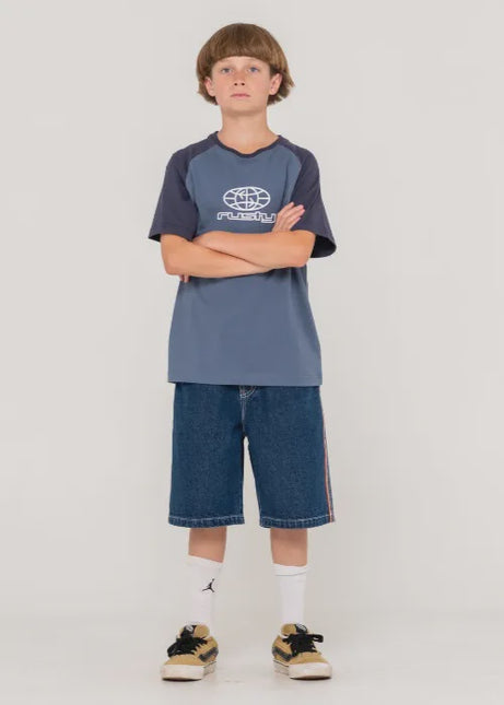 Rusty - Flip Daddy Jort Boys (Deep Sea Blue/Orange)