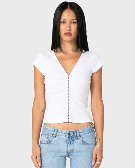 Rusty - Im Hooked Cap Sleeve Fashion Top (White)