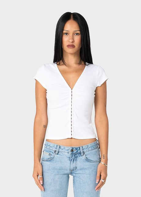 Rusty - Im Hooked Cap Sleeve Fashion Top (White)
