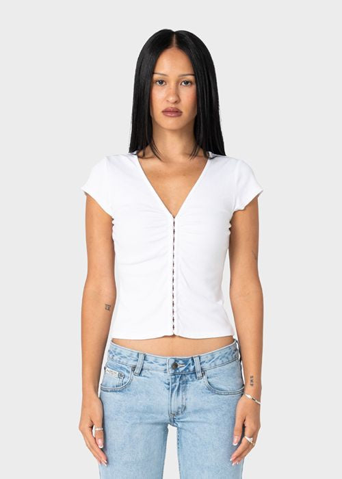 Rusty - Im Hooked Cap Sleeve Fashion Top (White)
