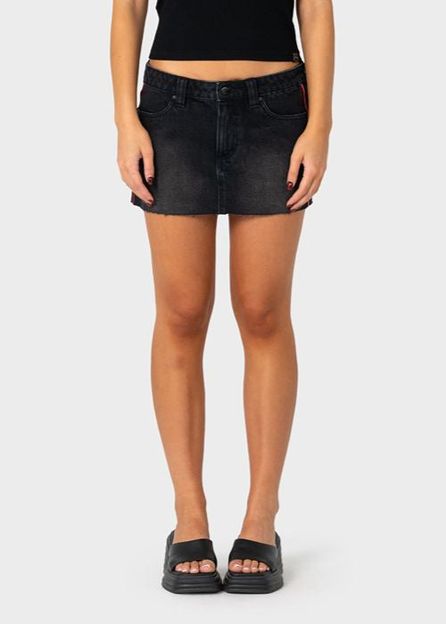 Rusty - Flip Mommy Raw Low Rise Mini Denim Skirt