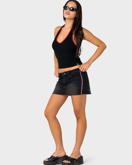 Rusty - Flip Mommy Raw Low Rise Mini Denim Skirt