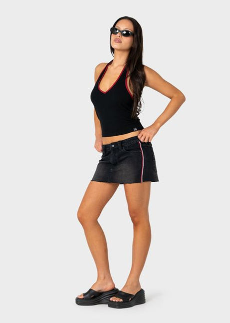 Rusty - Flip Mommy Raw Low Rise Mini Denim Skirt