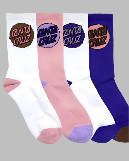Santa Cruz - Other Dot Sock 4pk Womens (White-Dusk-Pink-Cobalt)