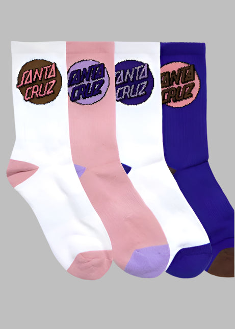 Santa Cruz - Other Dot Sock 4pk Womens (White-Dusk-Pink-Cobalt)