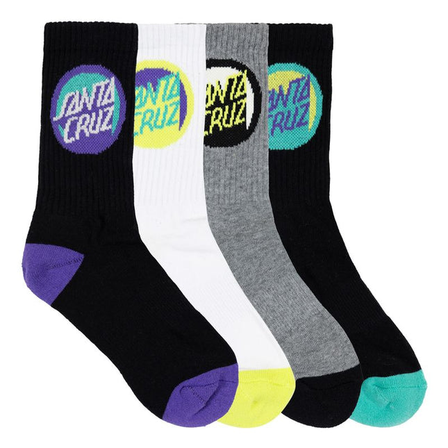 Santa Cruz - Bold Shadow Dot Crew Sock 4 Pack