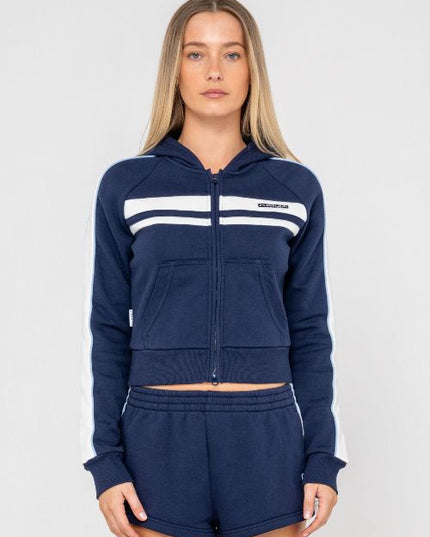 Rusty - Retro Lines Zip Through Hooded Fleece