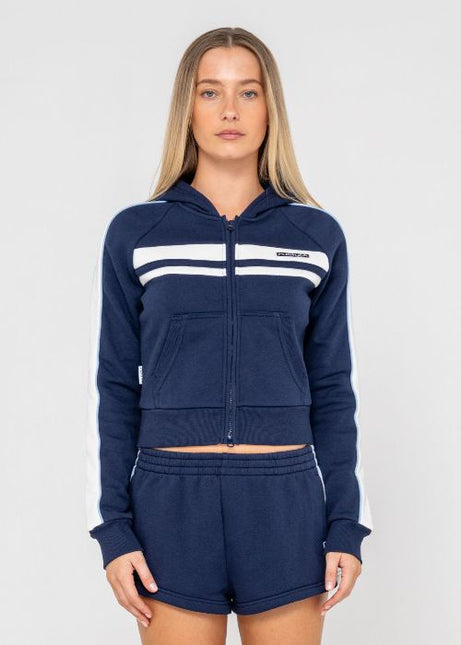Rusty - Retro Lines Zip Through Hooded Fleece