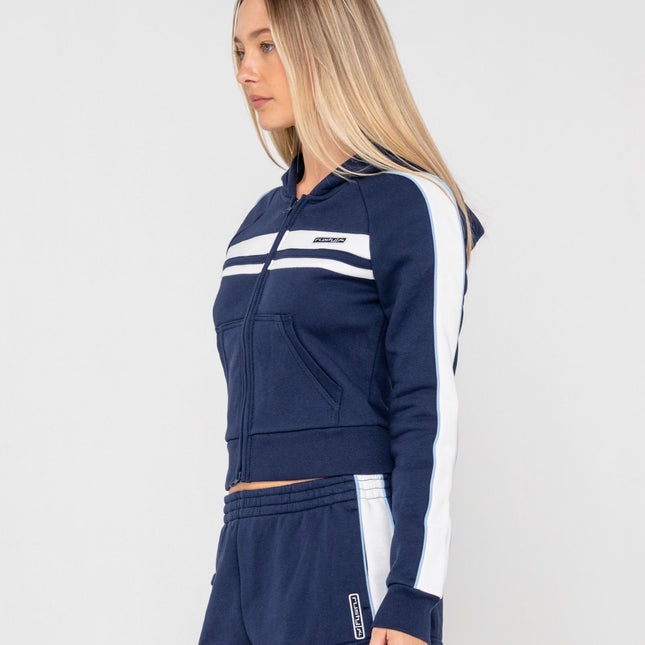 Rusty - Retro Lines Zip Through Hooded Fleece