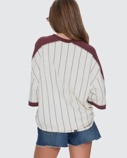 Thrills - Baseline Stripe V-Neck Oversized Tee