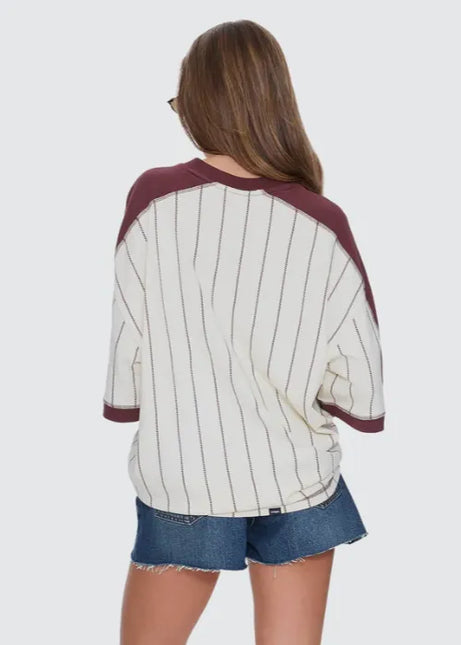 Thrills - Baseline Stripe V-Neck Oversized Tee