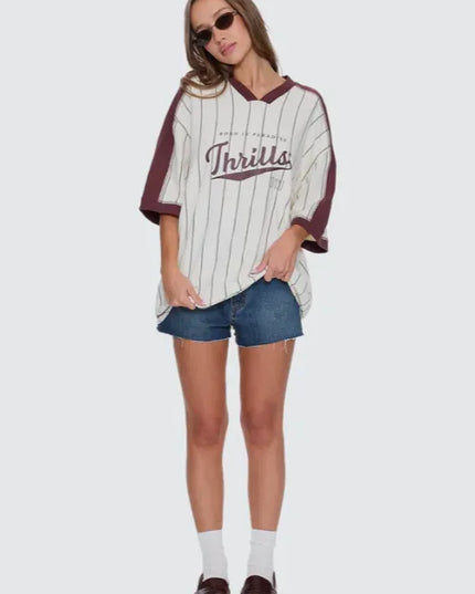 Thrills - Baseline Stripe V-Neck Oversized Tee