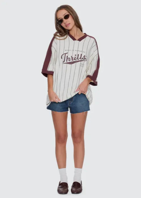 Thrills - Baseline Stripe V-Neck Oversized Tee