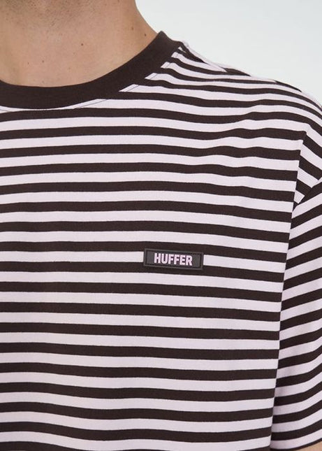 Huffer - Mens Stripe Sup Tee (Petal/Cocoa)