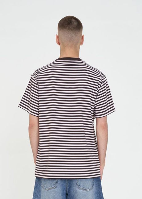 Huffer - Mens Stripe Sup Tee (Petal/Cocoa)