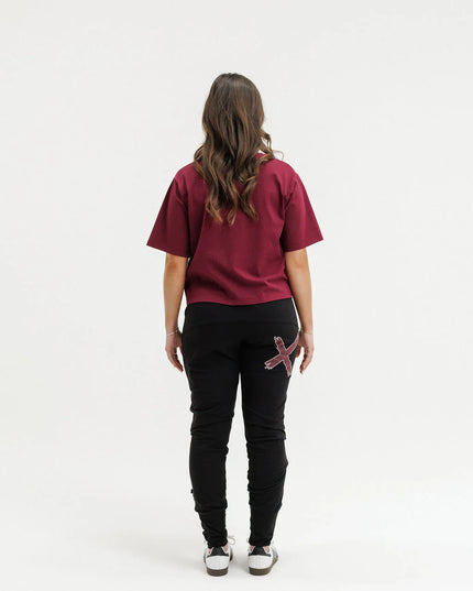 Home Lee - Apartment Pants (Black with Merlot/Blush X)