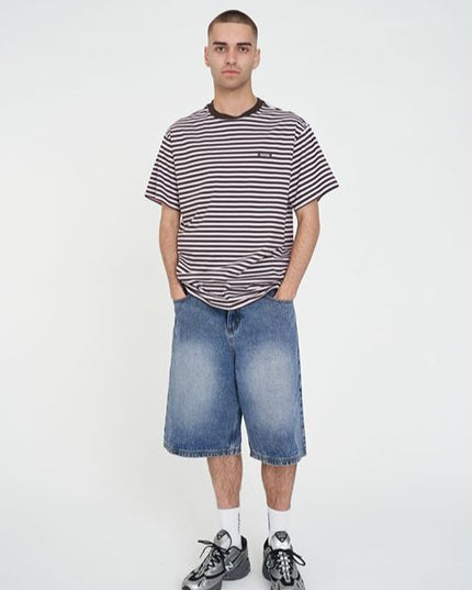 Huffer - Mens Stripe Sup Tee (Petal/Cocoa)