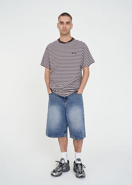 Huffer - Mens Stripe Sup Tee (Petal/Cocoa)