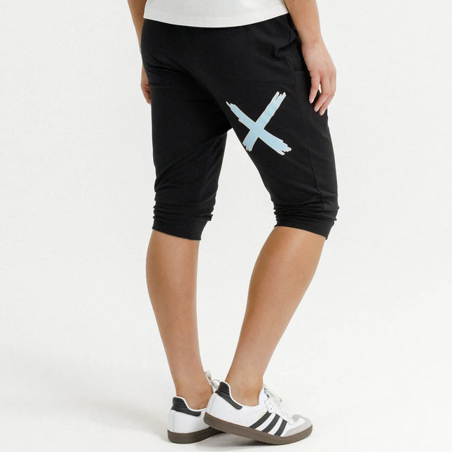 Home-Lee - 3/4 Apartment Pants (Black with Sapphire/Ivory X)