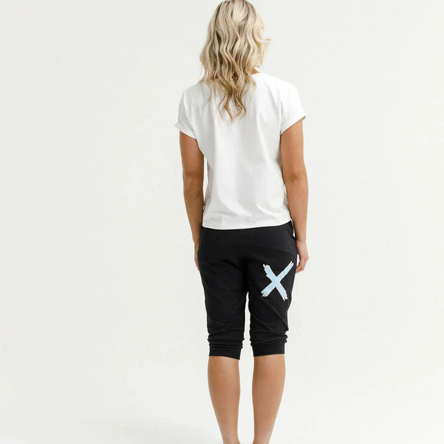Home-Lee - 3/4 Apartment Pants (Black with Sapphire/Ivory X)