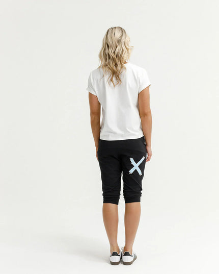Home-Lee - 3/4 Apartment Pants (Black with Sapphire/Ivory X)