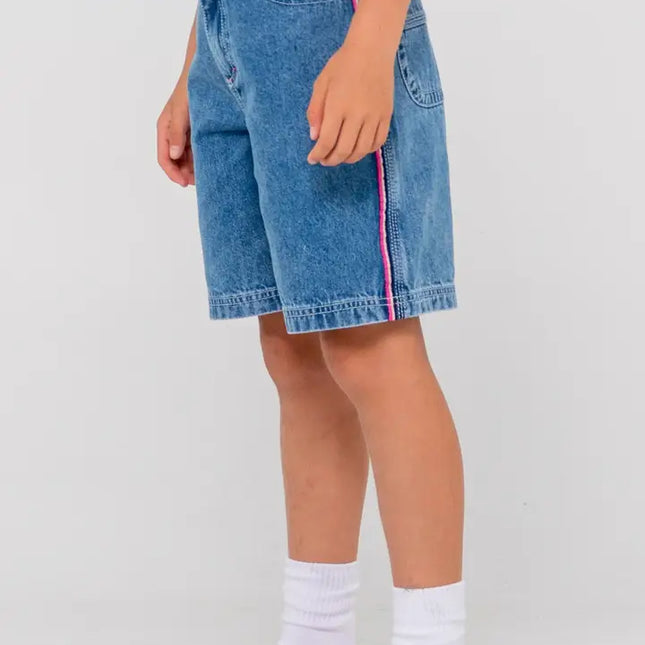 Rusty - Flip Girl Low Rise Wide Leg Denim Jort ( Sea Blue/Fuchsia)