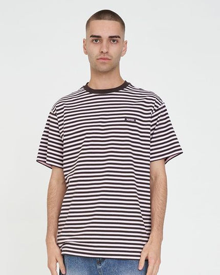 Huffer - Mens Stripe Sup Tee (Petal/Cocoa)