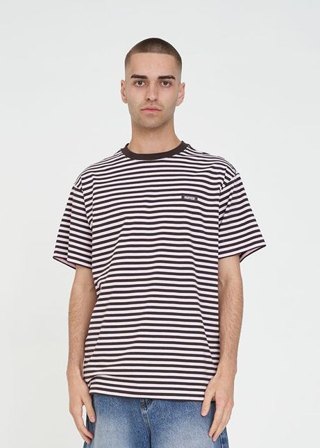 Huffer - Mens Stripe Sup Tee (Petal/Cocoa)
