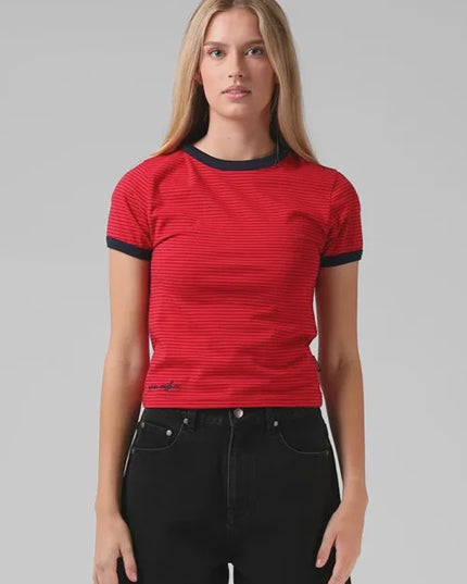 RPM - Stripe Ringer Tee (Red)