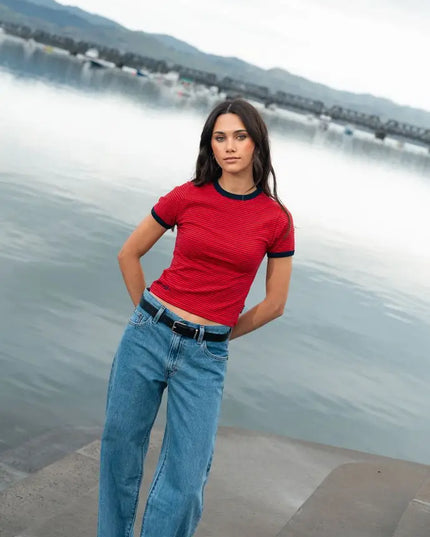 RPM - Stripe Ringer Tee (Red)