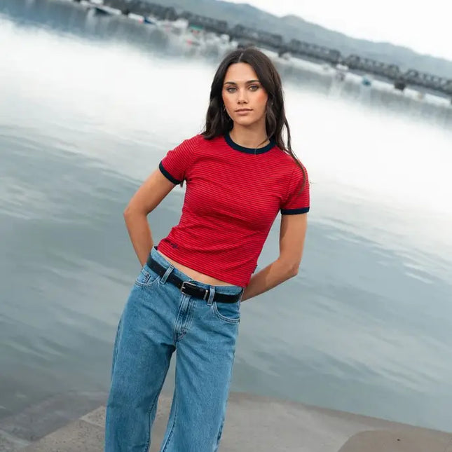 RPM - Stripe Ringer Tee (Red)