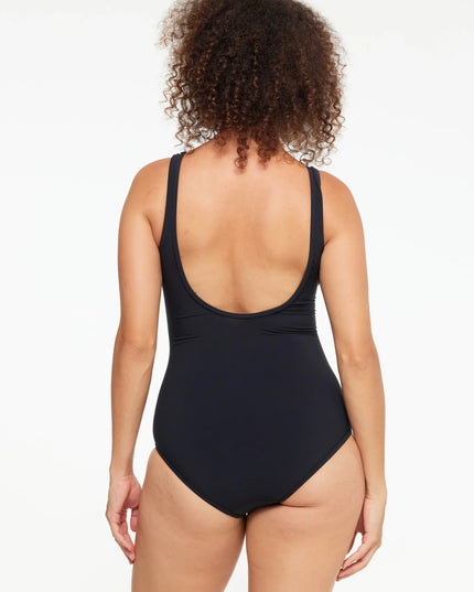 Togs - Black Pleated Mesh One Piece Swimsuit