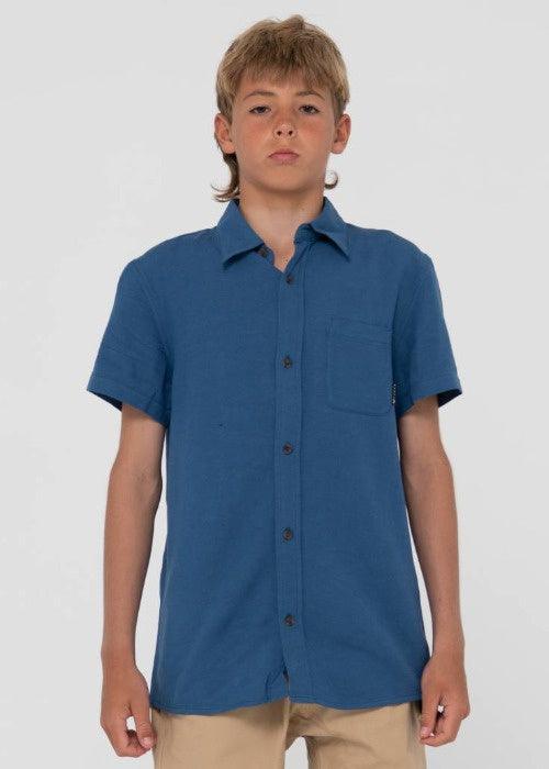 Rusty - Overtone Short Sleeve Linen Shirt (Boys) - Westside Surf + Street