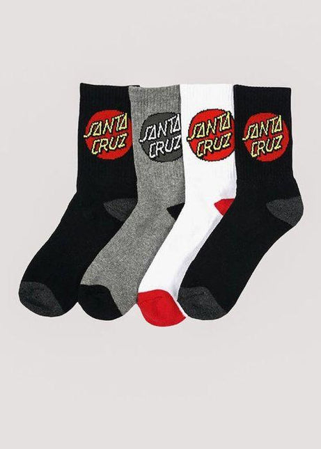 Santa Cruz - Classic Dot Socks 4 pack - Westside Surf + Street